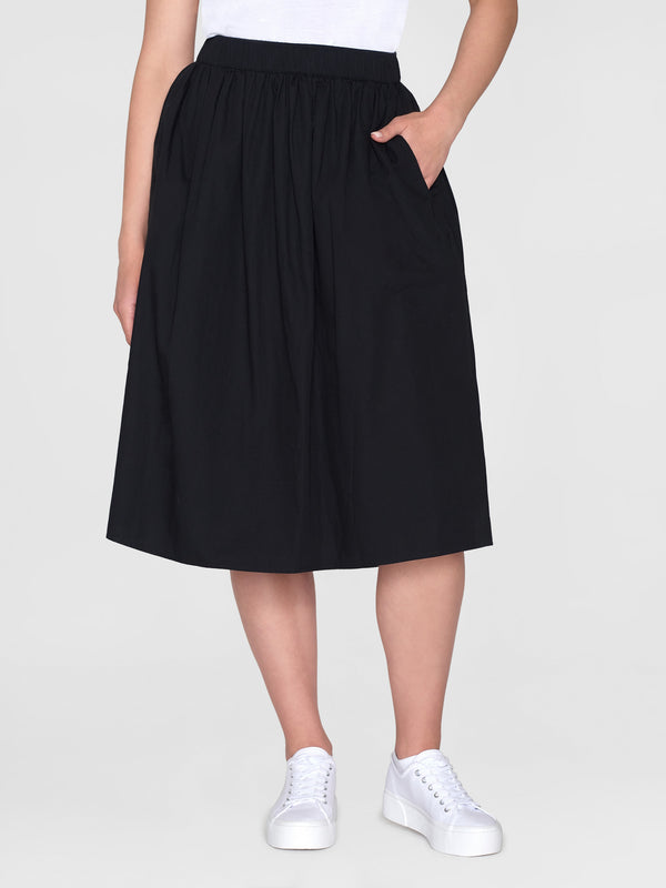 KnowledgeCotton Apparel - WMN Poplin elastic waist skirt Skirts 1300 Black Jet