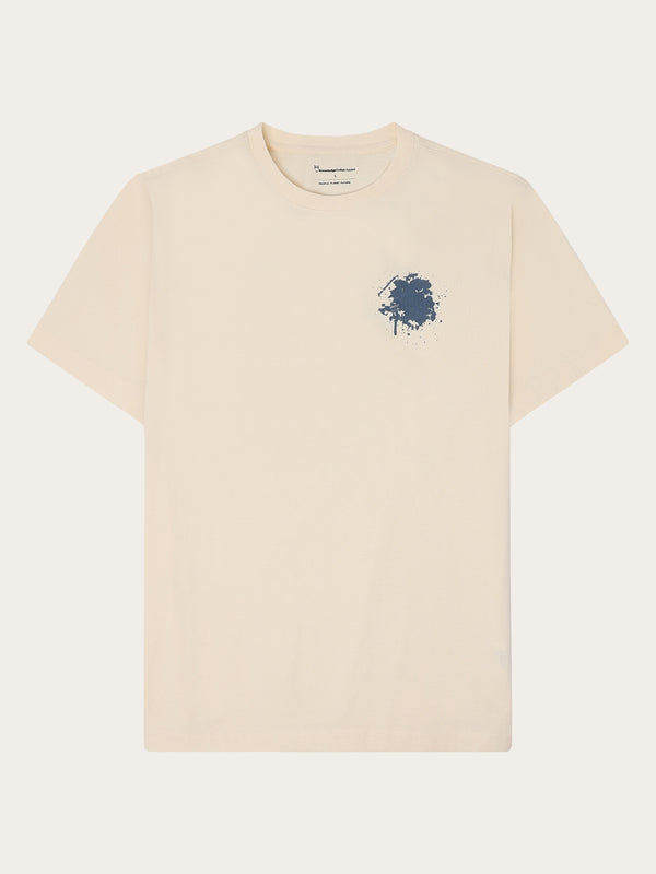 KnowledgeCotton Apparel - MEN Regenerative Organic Cotton Back Printed T-Shirt Water Is Life GOTS/Vegan T-shirts 1387 Egret