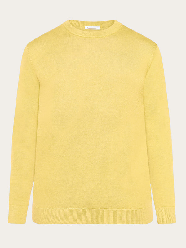 KnowledgeCotton Apparel - MEN Regular merino knit crew neck - RWS Knits 1429 Misted Yellow