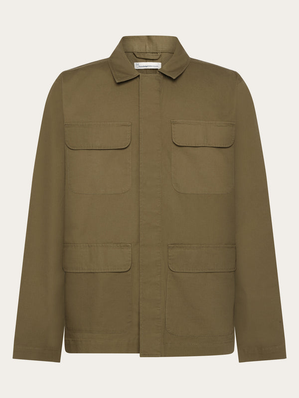 KnowledgeCotton Apparel - MEN Ripstop overshirt - GOTS/Vegan Jackets 1068 Burned Olive