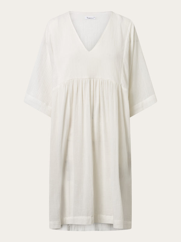 KnowledgeCotton Apparel - WMN Cotton crepe A-shape dress Dresses 1334 Snow White